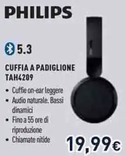 Unieuro PHILIPS CUFFIA A PADIGLIONE TAH4209 offerta