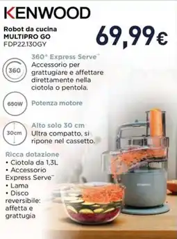 Unieuro Kenwood robot da cucina multipro go FDP22.130GY offerta