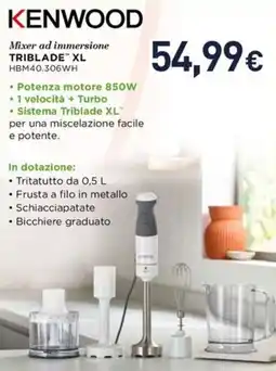Unieuro Kenwood mixer ad immersione triblade xl offerta