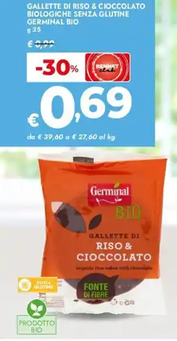 Bennet Gallette di riso & cioccolato biologiche senza glutine GERMINAL BIO offerta