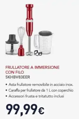 Unieuro KitchenAid FRULLATORE A IMMERSIONE CON FILO 5KHBV83EER offerta