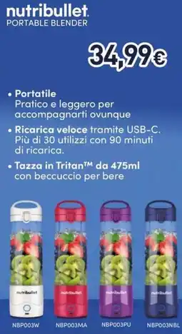 Unieuro Nutribullet portable blender offerta