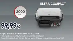 Unieuro Moulinex ultra compact Griglia elettrica Mod. G13060 offerta