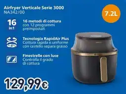 Unieuro PHILIPS Airfryer Verticale Serie 3000 NA342/00 offerta