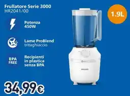 Unieuro PHILIPS Frullatore Serie 3000 HR2041/00 offerta