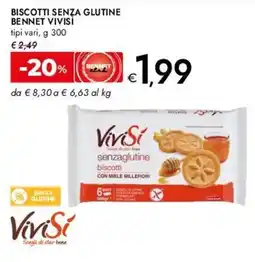 Bennet Biscotti senza glutine BENNET VIVISI offerta