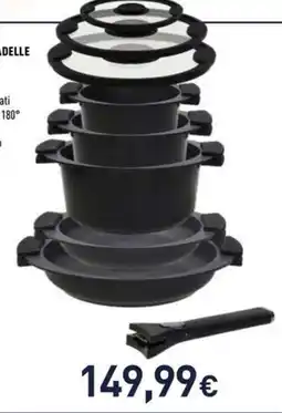 Unieuro Tognana batteria di pentole e padelle 8 pezzi alluminio nero offerta