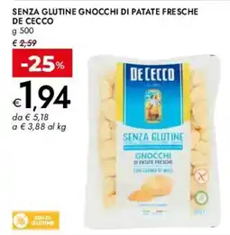 Bennet Senza glutine gnocchi di patate fresche DE CECCO offerta