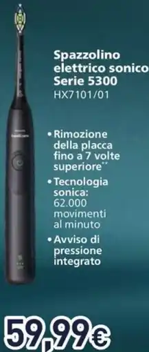 Unieuro PHILIPS Spazzolino elettrico sonico Serie 5300 HX7101/01 offerta