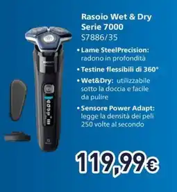 Unieuro PHILIPS Rasoio Wet & Dry Serie 7000 S7886/35 offerta