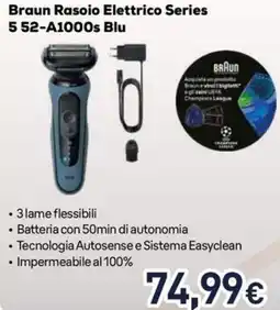 Unieuro Braun Rasoio Elettrico Series 5 52-A1000s Blu offerta