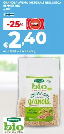 Bennet Granola avena integrale biologica BENNET BIO offerta