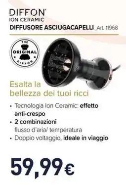 Unieuro Diffon ion ceramic diffusore asciugacapelli art. 11968 offerta