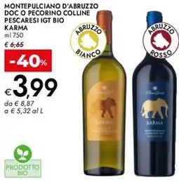 Bennet Montepulciano d'abruzzo doc o pecorino colline pescaresi igt bio KARMA offerta