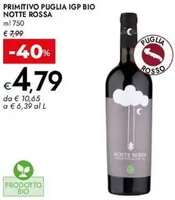 Bennet Primitivo puglia igp bio NOTTE ROSSA offerta