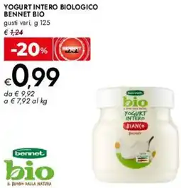 Bennet Yogurt intero biologico BENNET BIO offerta