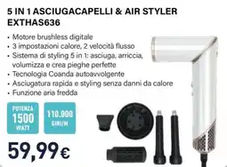 Unieuro Electroline 5 IN 1 ASCIUGACAPELLI & AIR STYLER EXTHAS636 offerta