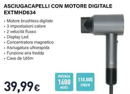 Unieuro Electroline ASCIUGACAPELLI CON MOTORE DIGITALE EXTMHD634 offerta