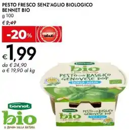 Bennet Pesto fresco senz'aglio biologico BENNET BIO offerta