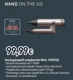 Unieuro Rowenta nano on the go Asciugacapelli pieghevole Mod. HY8530 offerta