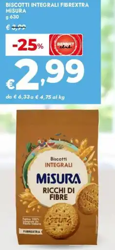 Bennet Biscotti integrali fibrextra MISURA offerta