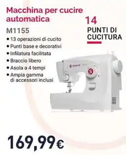 Unieuro Singer Macchina per cucire automatica M1155 offerta