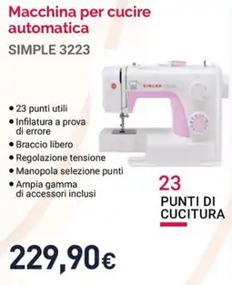 Unieuro Singer macchina per cucire automatica simple 3223 offerta
