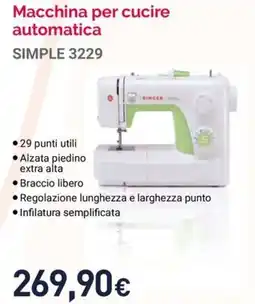Unieuro Singer macchina per cucire automatica simple 3229 offerta