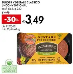 Bennet Burger vegetale classico UNCONVENTIONAL offerta