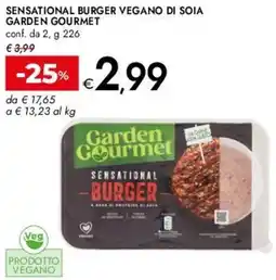 Bennet Sensational burger vegano di soia GARDEN GOURMET offerta