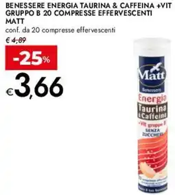 Bennet Benessere energia taurina & caffeina +vit gruppo b 20 compresse effervescenti MATT offerta