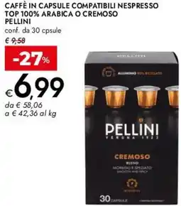 Bennet Caffè in capsule compatibili nespresso top 100% arabica o cremoso PELLINI offerta