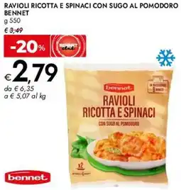Bennet Ravioli ricotta e spinaci con sugo al pomodoro BENNET offerta
