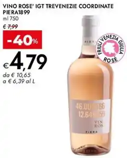 Bennet Vino rose' igt trevenezie coordinate PIERA1899 offerta
