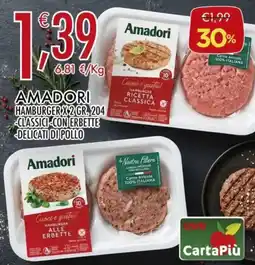 Crai Amadori hamburger, classici, con erbette, delicati di pollo offerta