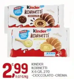 Crai Kinder kornetti cioccolato, crema offerta