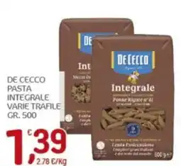 Crai De cecco pasta integrale offerta