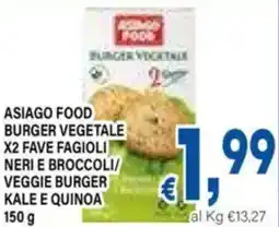 DEM Asiago food burger vegetale x2 fave fagioli neri e broccoli/ veggie burger kale e quinoa offerta