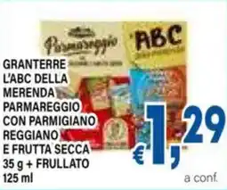 DEM Granterre l'abc della merenda parmareggio con parmigiano reggiano e frutta secca + frullato offerta