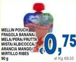DEM Mellin pouch fragola banana/ mela/pera/frutta mista/albicocca/ arancia mango/ mirtillo ribes offerta
