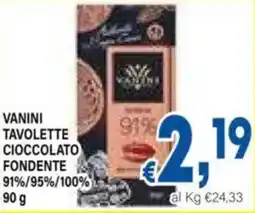 DEM Vanini tavolette cioccolato fondente 91%/95%/100% offerta