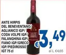 DEM Ante hirpis del beneventano aglianico igp/ coda volpe igp/able falanghina igp/ fiano igp/greco igp/piedirosso igt offerta