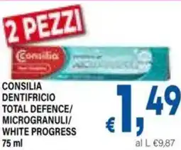DEM Consilia dentifricio total defence/ microgranuli/ white progress offerta