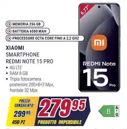 Trony XIAOMI SMARTPHONE REDMI NOTE 15 PRO offerta