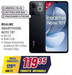 Trony REALME SMARTPHONE NOTE 70T offerta