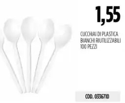 Carico Cash & Carry Cucchiai di plastica bianchi riutilizzabili offerta