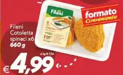 Iper Super Conveniente Fileni Cotoletta spinaci x6 offerta
