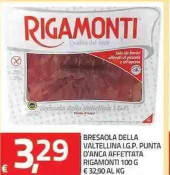 TuoDi Bresaola Della Valtellina I.G.P Punta D'Anca Affettata Rigamonti 100g offerta