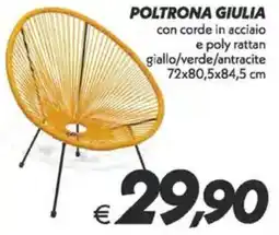 Iper Super Conveniente Poltrona giulia con corde in acciaio e poly rattan giallo/verde/antracite offerta