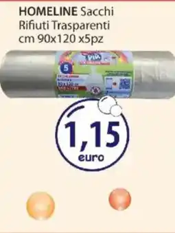 Acqua & Sapone HOMELINE Sacchi Rifiuti Trasparenti cm 90x120x5pz offerta